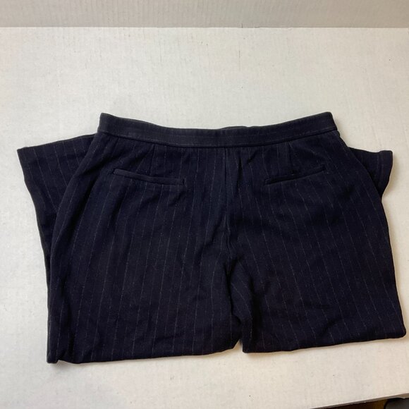 Kobi Halperin Cropped Pants 10 Navy Blue Gray Pinstripe - Picture 4 of 6